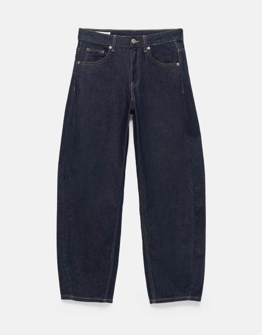 Pull&Bear - Jeans met ballonpijpen en lage taille in marineblauw, 6 van 7
