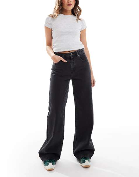 Pull&Bear - Jeans met hoge taille en wijde pijpen in zwart - view 1