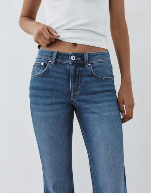 Pull&Bear jeans met lage taille en bootcut in middenblauw, 3 van 7