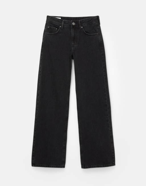 Pull&Bear - Jeans met lage taille en rechte pijpen in zwart