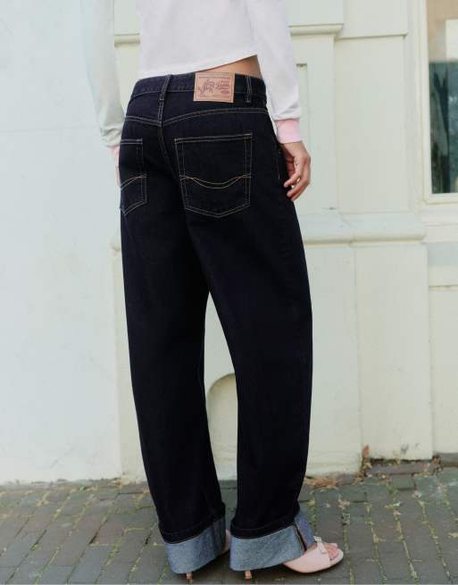 Pull&Bear jeans met omslag in navy, 4 van 7