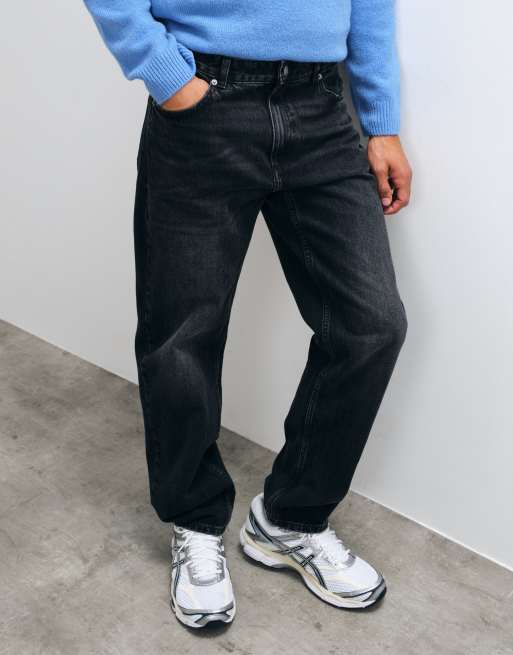 Pull&Bear - Jeans met rechte pijpen in vervaagd zwart, 3 van 5