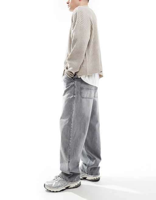 Pull&Bear - Jeans met skater-pasvorm in grijs, 3 van 5