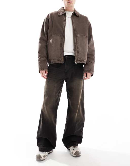 Pull&Bear - Jeans met skater pasvorm in zwart met wassing