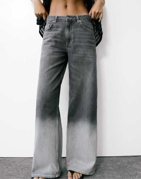 Pull&Bear - Jeans met wijde pijpen in grijs - view 1