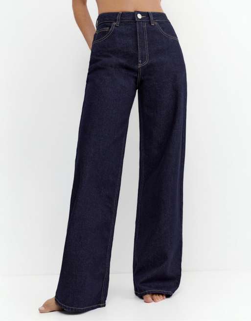 Pull&Bear - Jeans met wijde pijpen in inktblauw, 4 van 4