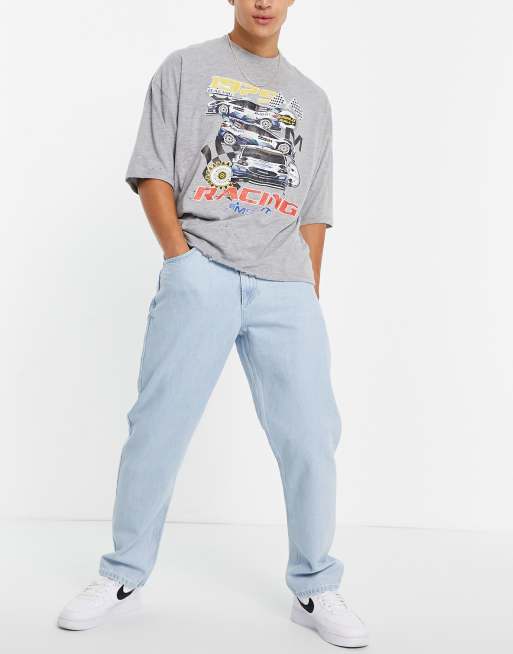 Pull&Bear - Jeans met wijde pijpen in lichtblauw