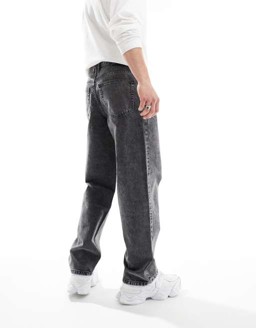Pull&Bear - Jeans met wijde pijpen in zwart, 3 van 5