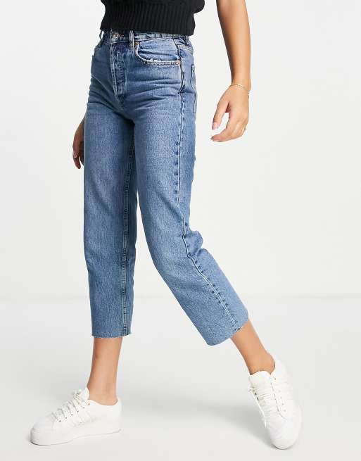 Pull&Bear – Jeans mit geradem, kurzem Schnitt in Blau