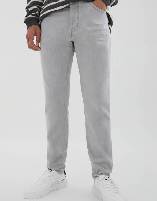 Pull&Bear – Jeans mit geradem Schnitt im Stil der 90er in Grau 