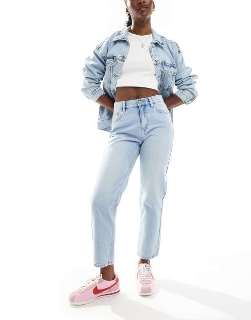 Pull&Bear - Jeans mom a vita alta blu medio