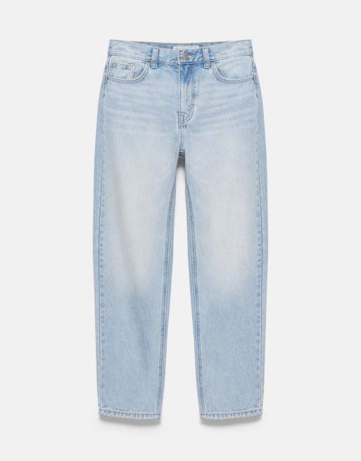 Pull&Bear jeans mom fit a vita alta in blu slavato, 7 di 7