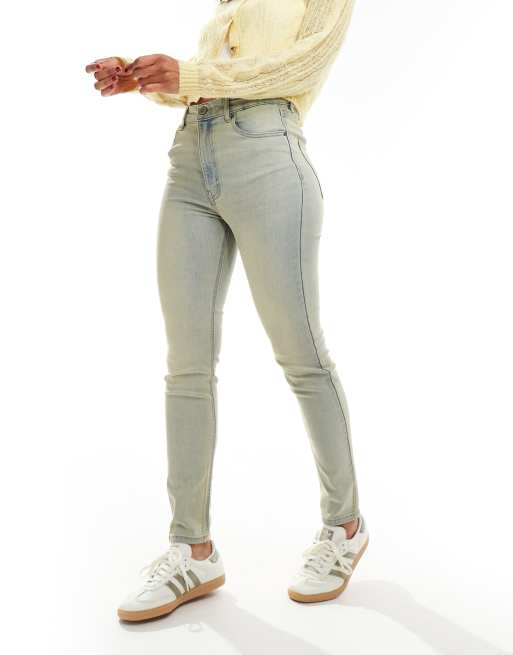 Pull&Bear - Jeans skinny a vita alta blu sporco