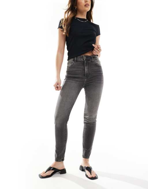 Pull&Bear - Jeans skinny a vita alta grigi
