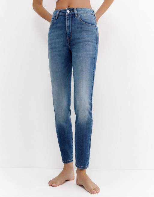 Pull&Bear - Jeans skinny a vita alta indaco, 3 di 4