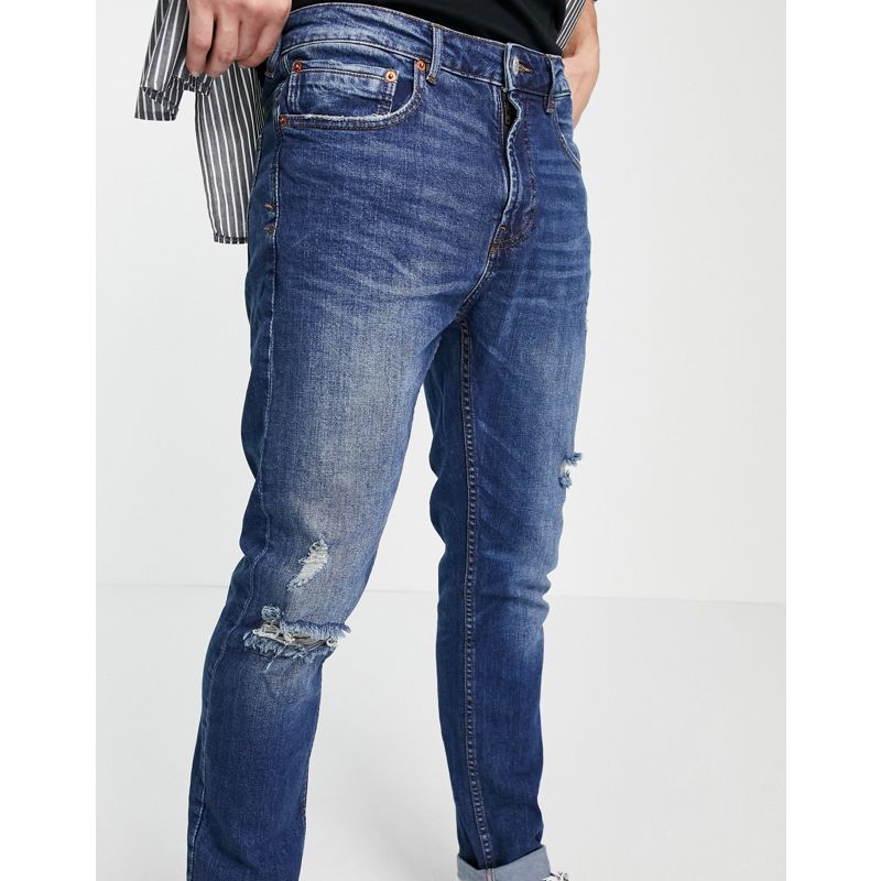 Jeans Jeans slim Pull&Bear - Jeans slim blu scuro con strappi