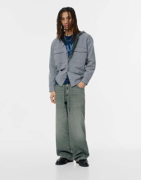 Pull&Bear - Jeans super ampi blu lavanda con vita elasticizzata - view 1