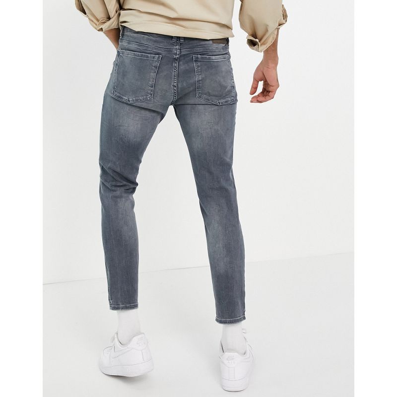 Uomo Jeans lavaggio scuro Pull&Bear - Jeans super skinny premium grigi con strappi