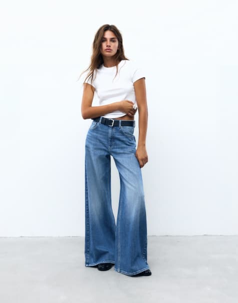 Pull&Bear jeans super wide leg blu scuro - view 1