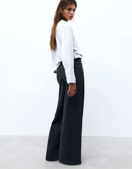 Pull&Bear jeans super wide-leg neri, 3 di 7
