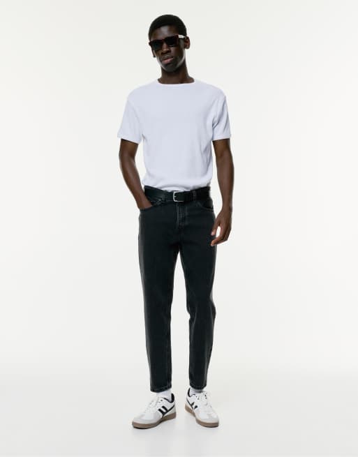 Pull&Bear - Jeans taglio classico nero sbiadito