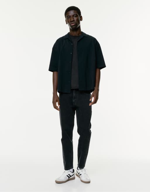 Pull&Bear - Jeans taglio classico nero sbiadito