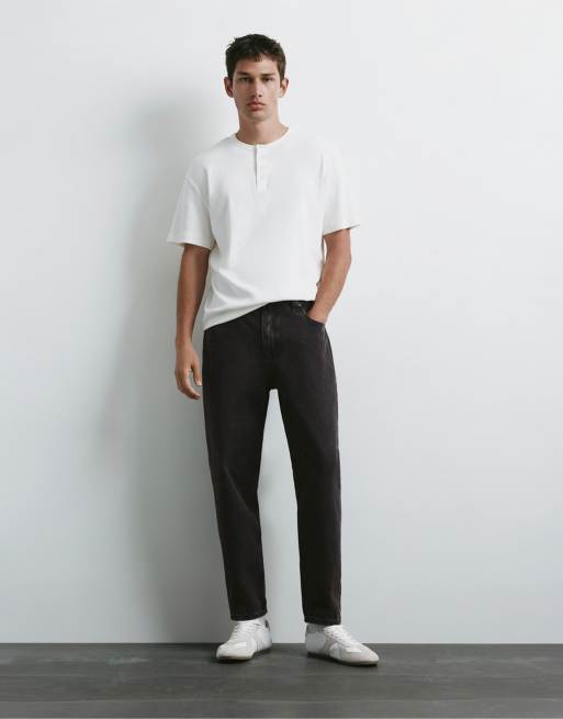 Pull&Bear - Jeans taglio classico nero sbiadito