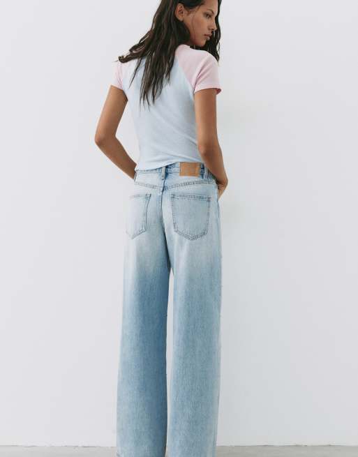 Pull&Bear jeans wide leg con strass azzurri, 3 di 7