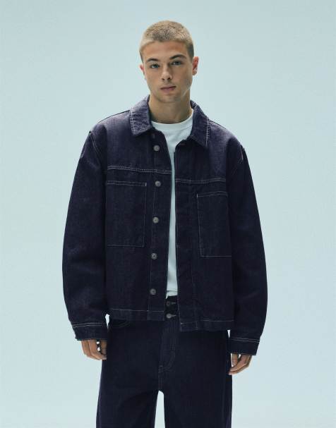 Pull&Bear Jeansjacke mit Taschen in Marineblau - view 1