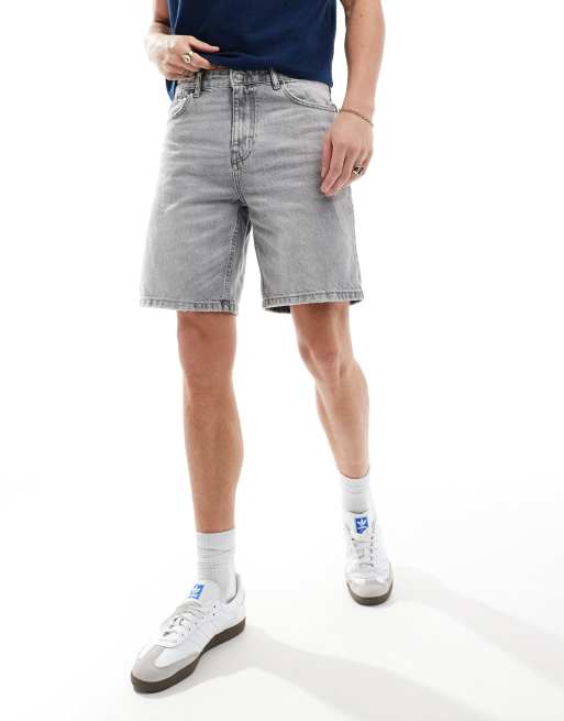 Pull&Bear – Jeansshorts in verwaschenem Grau