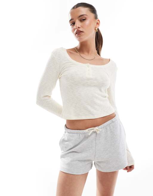 Pull&Bear jersey runner shorts in grey marl