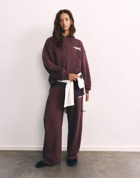 Pull&Bear jersey set in brown - view 1