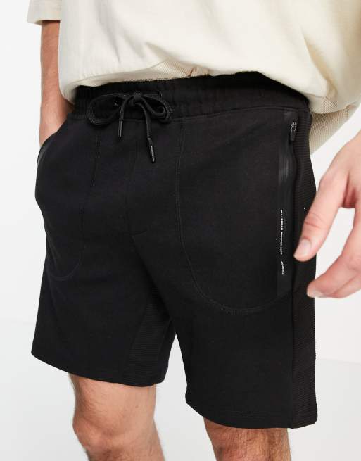 Pull Bear jersey shorts in black