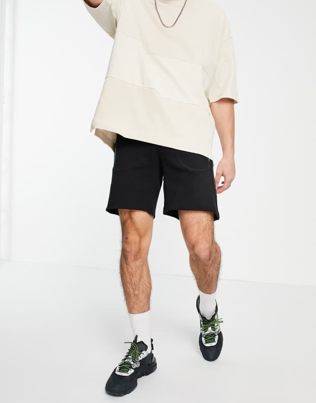 Pull&Bear jersey shorts in black