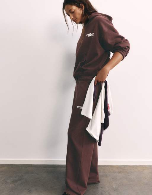 Pull&Bear jogger graphique bordeaux, 4 de 7