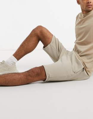 beige jogger shorts