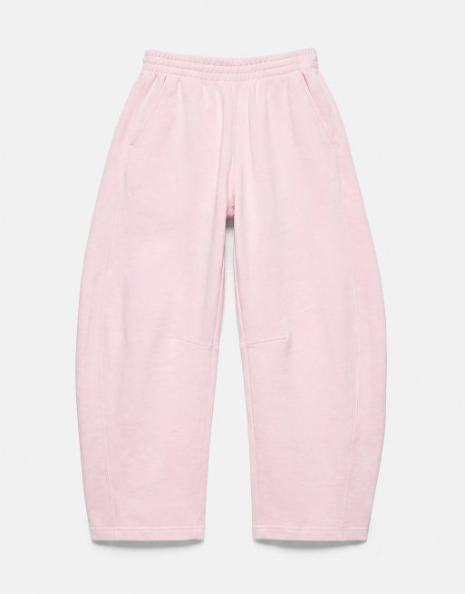 Pull&Bear joggers a gamba bombata rosa cipria, 5 di 6