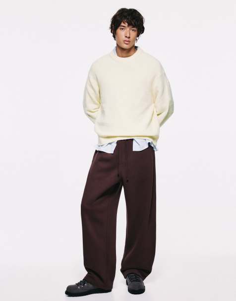 Pull&Bear joggers ampi e baggy color cioccolato - view 1