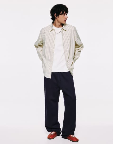 Pull&Bear joggers baggy a gamba larga blu navy - view 1