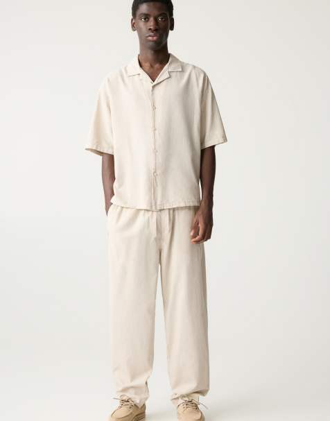 Pull&Bear - Joggers beige in misto lino - view 1