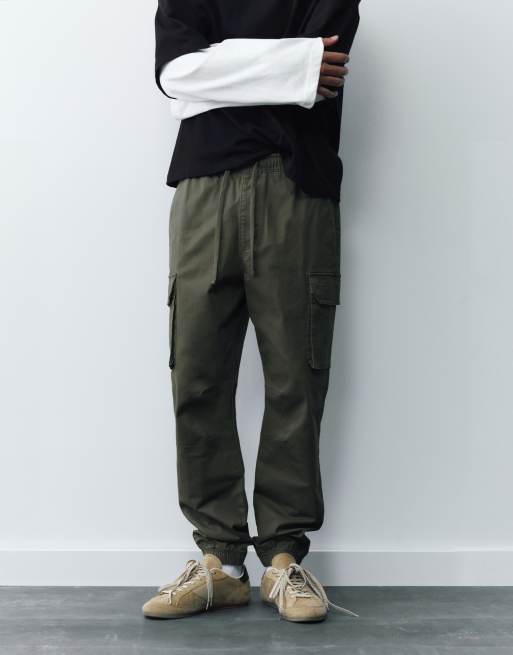Pull&Bear joggers cargo in kaki chiaro, 4 di 7