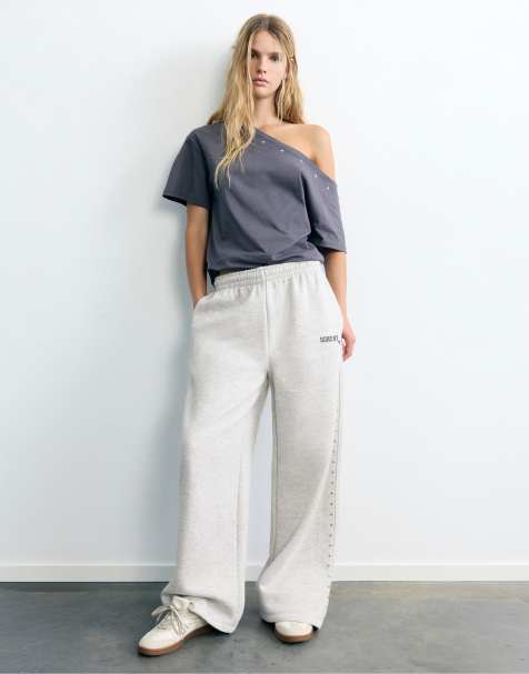 Pull&Bear joggers con borchie grigio mélange - view 1