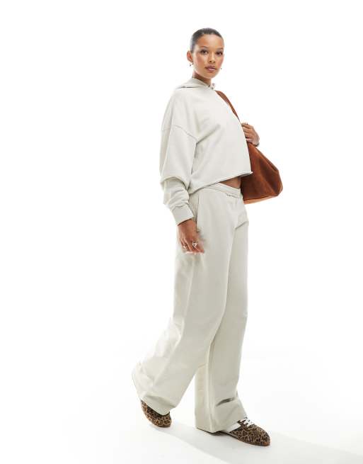 Pull&Bear - Joggers écru a fondo ampio in coordinato