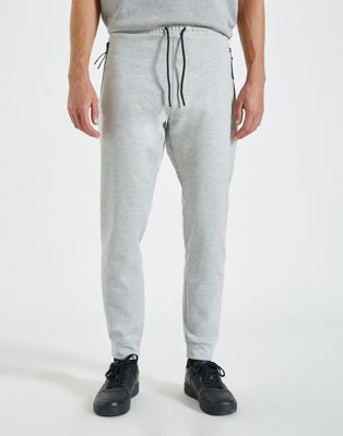 Pull&Bear joggers in grey with contrast zips in grey