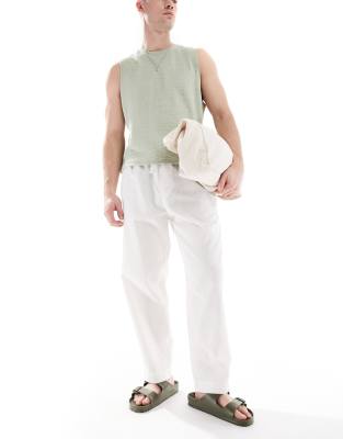 Pull&Bear - Joggers in misto lino bianco sporco - view 1