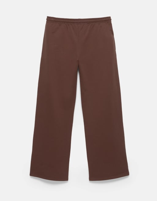 Pull&Bear joggers med brede ben i brun, 7 af 7