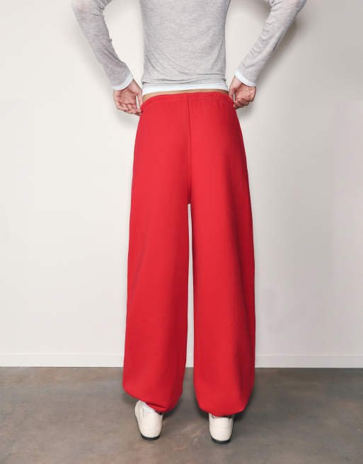 Pull&Bear Joggers with elastic hem in red, 2 of 7