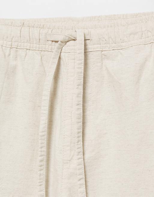 Pull&Bear joggers with linen in beige, 7 of 7