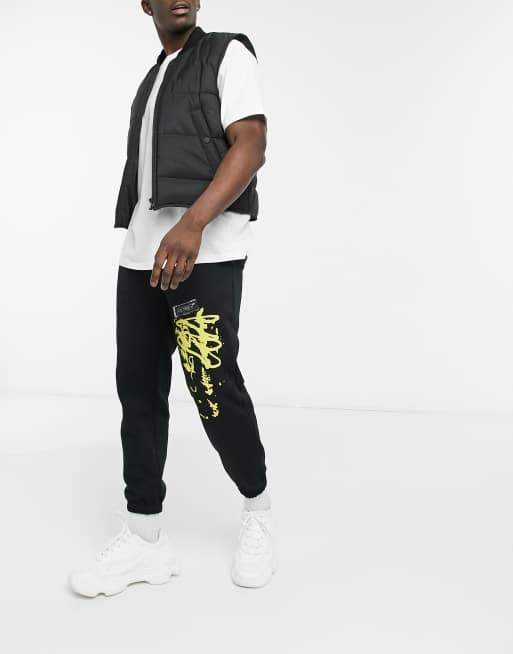 Pull&Bear joggers with reverse print in black ASOS