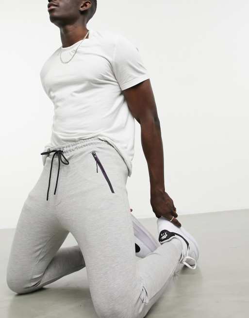 Grey joggers 2024 zip pockets